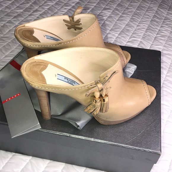 Prada Milano tan mule heels size 38 - US 8 - Picture 8 of 8